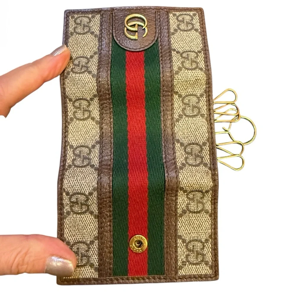Gucci Ophidia Key Case in Iconic GG Supreme Canvas and Leather Trim